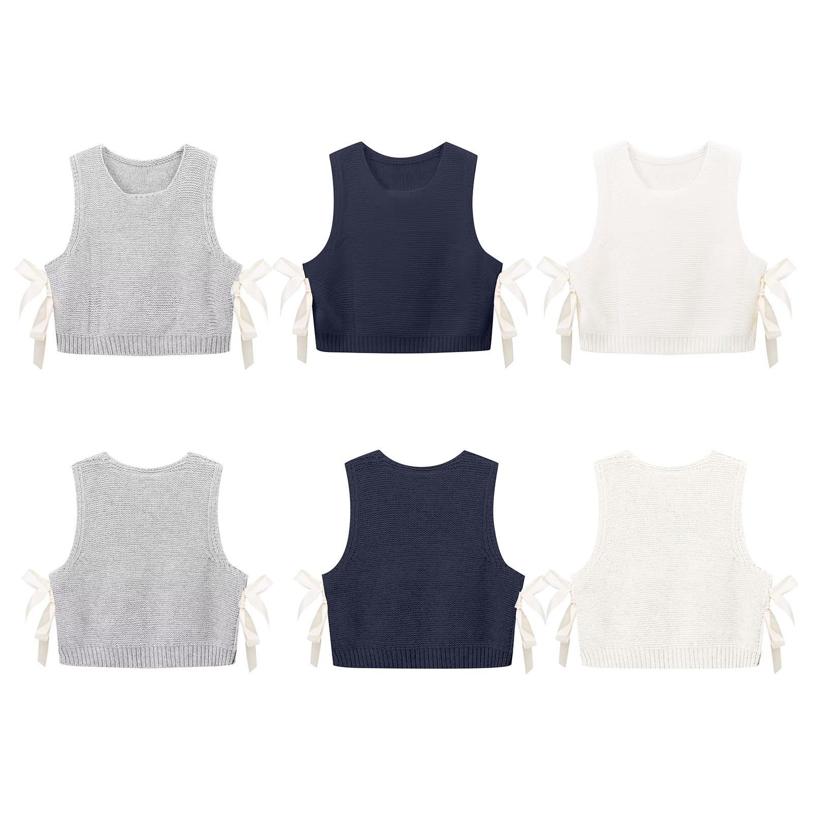 Женский жилет-свитер с завязкой-бабочкой сбоку, повседневный вязаный кардиган-жилет с завязкой на талии