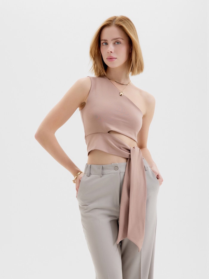 Топ с завязкой на талии женский MINAKU : Casual Collection, бежевый, размер 44