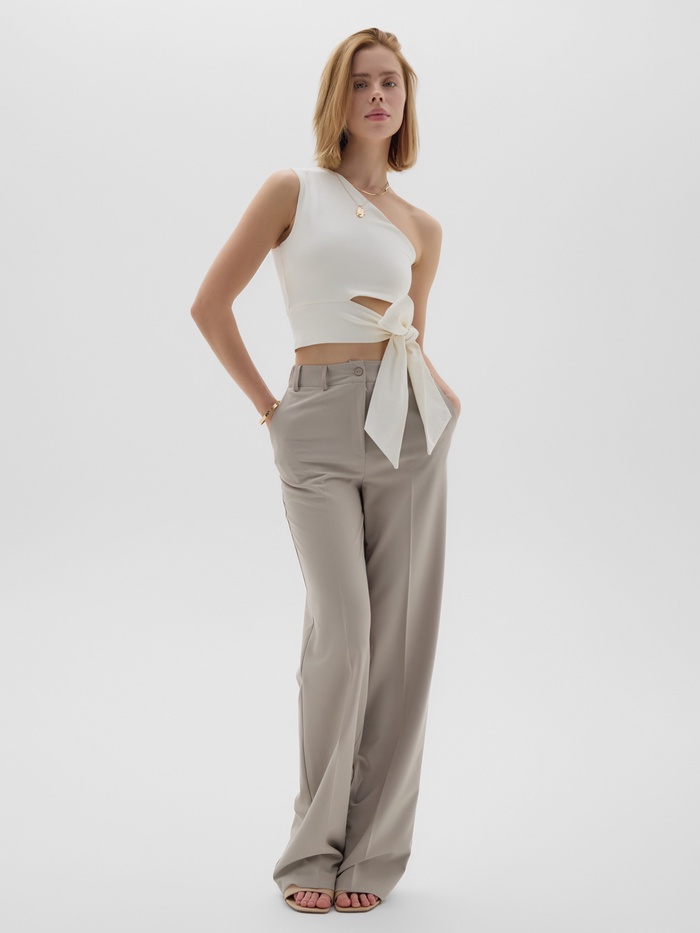 Топ с завязкой на талии женский MINAKU : Casual Collection, белый, размер 48